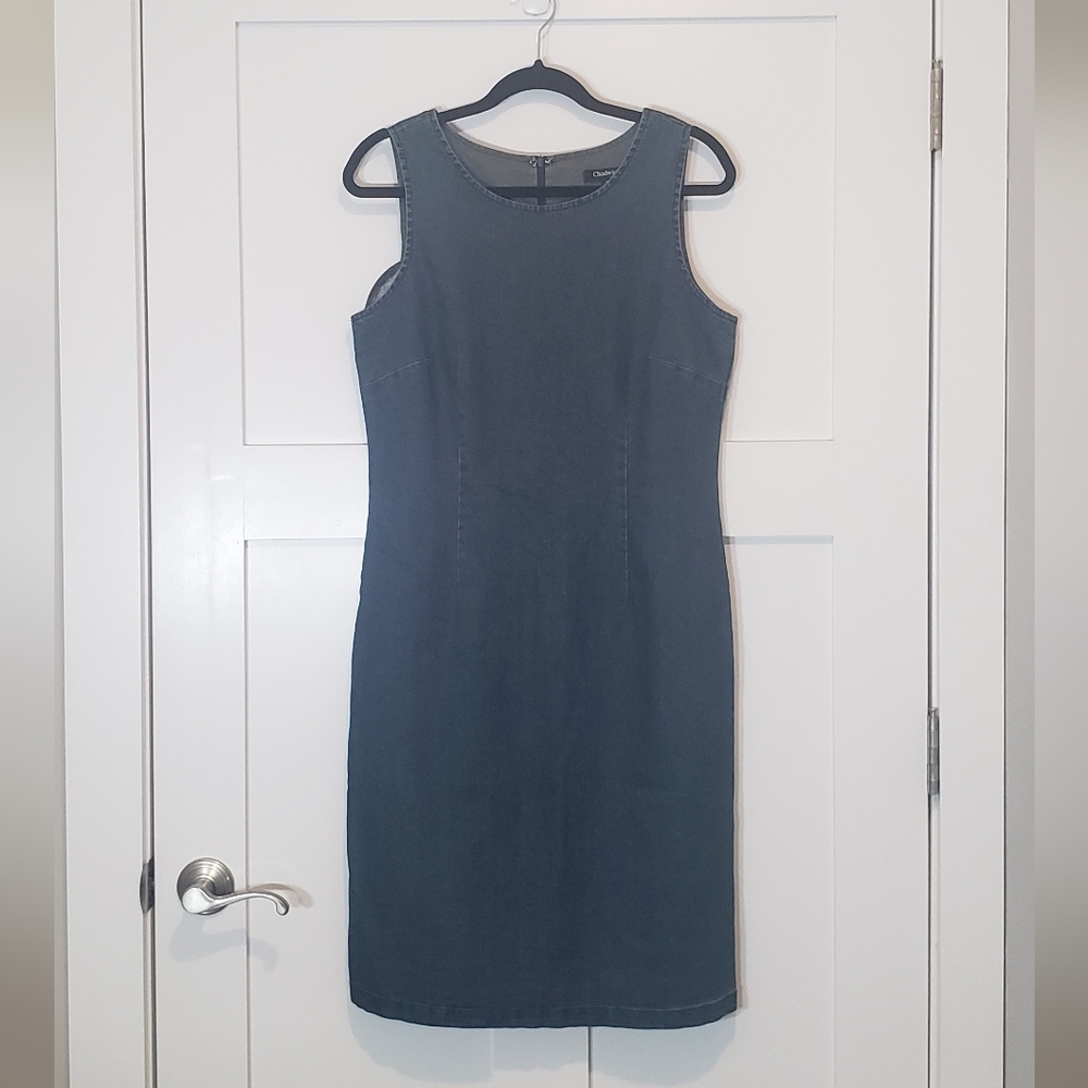 Chadwicks Denim Blue Jean Midi Dress Sleeveless Sheath Size 10T